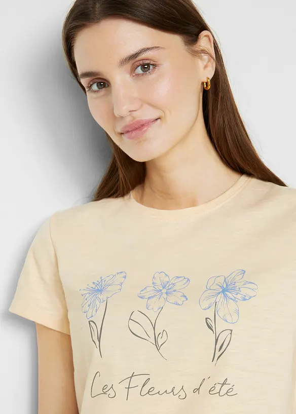 Basic T-shirt met print (set van 2), bonprix