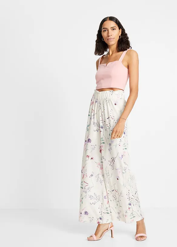 Jersey broek met bloemenprint, bonprix