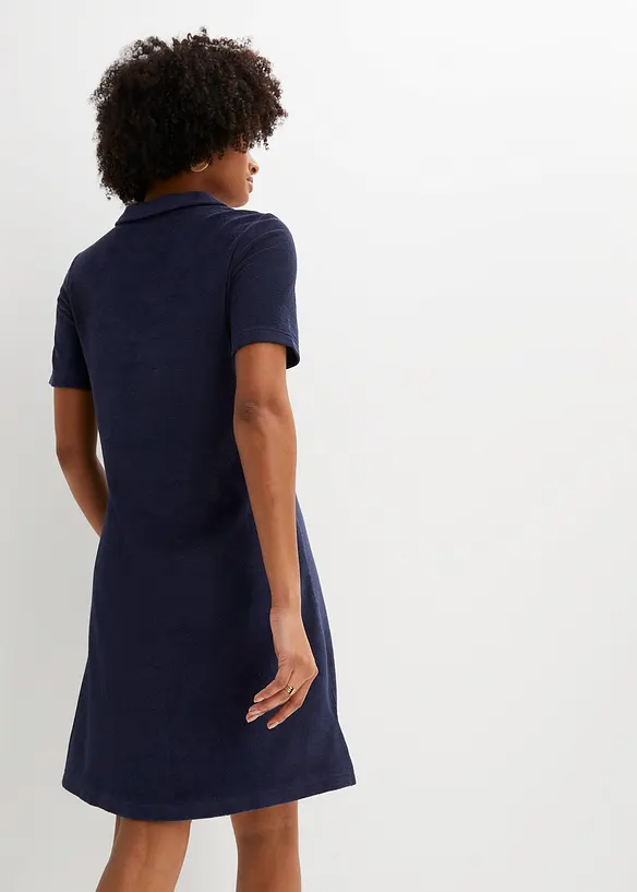 Frotté jurk met polokraag, bonprix