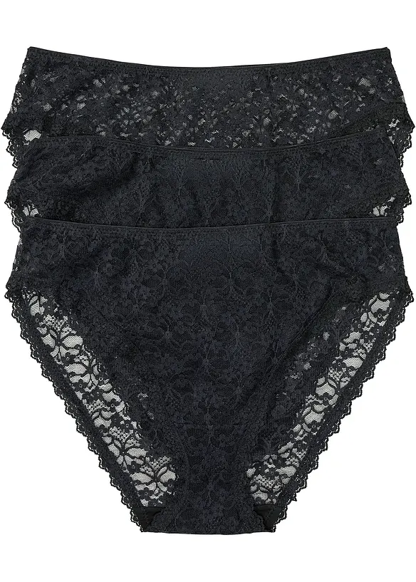 High leg maxislip (set van 3) van gerecycled kant, bonprix