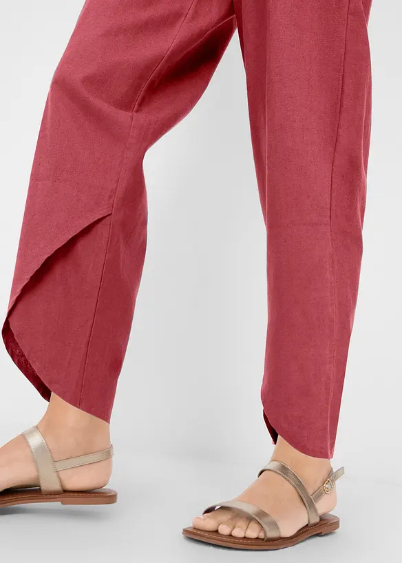 Cropped broek met linnen en high waist comfortband, loose fit, bonprix