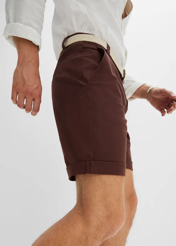 Stretch chino bermuda met riem, regular fit, bonprix