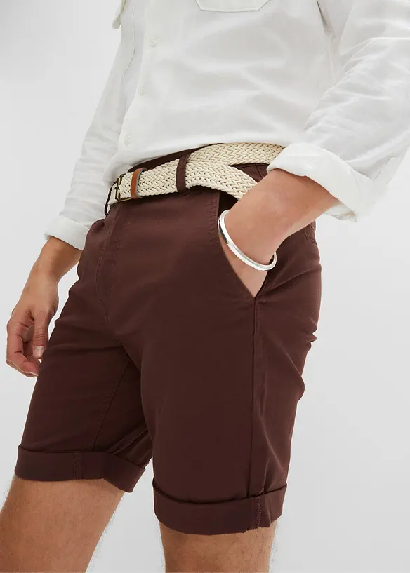 Stretch chino bermuda met riem, regular fit, bonprix