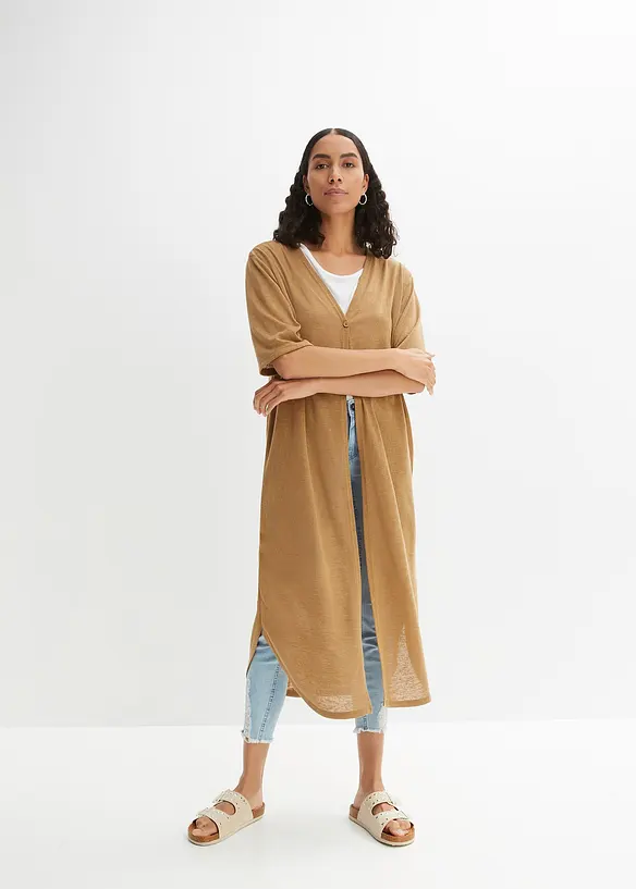 Lang vest in linnen look, bonprix
