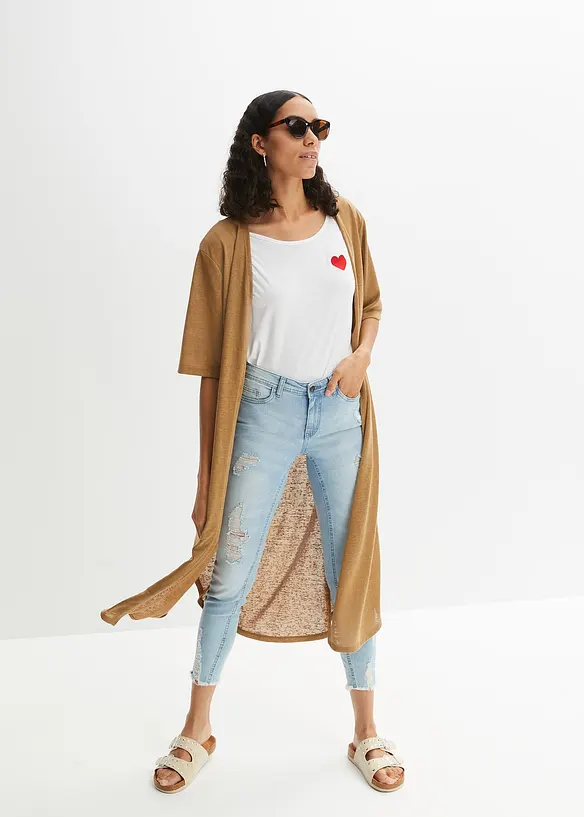 Lang vest in linnen look, bonprix
