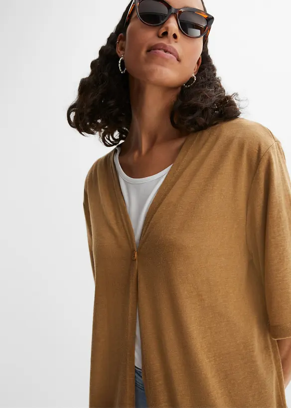 Lang vest in linnen look, bonprix