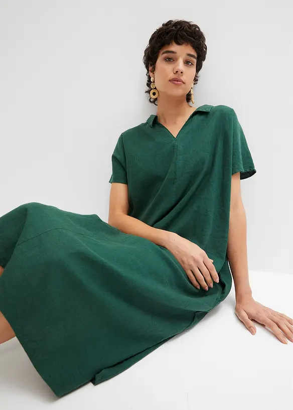 Kaftan jurk in een lichte linnen-viscosemix, bonprix
