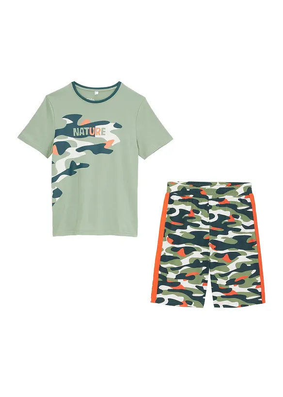 Jongens T-shirt en korte broek van katoen (2-dlg. set), bonprix
