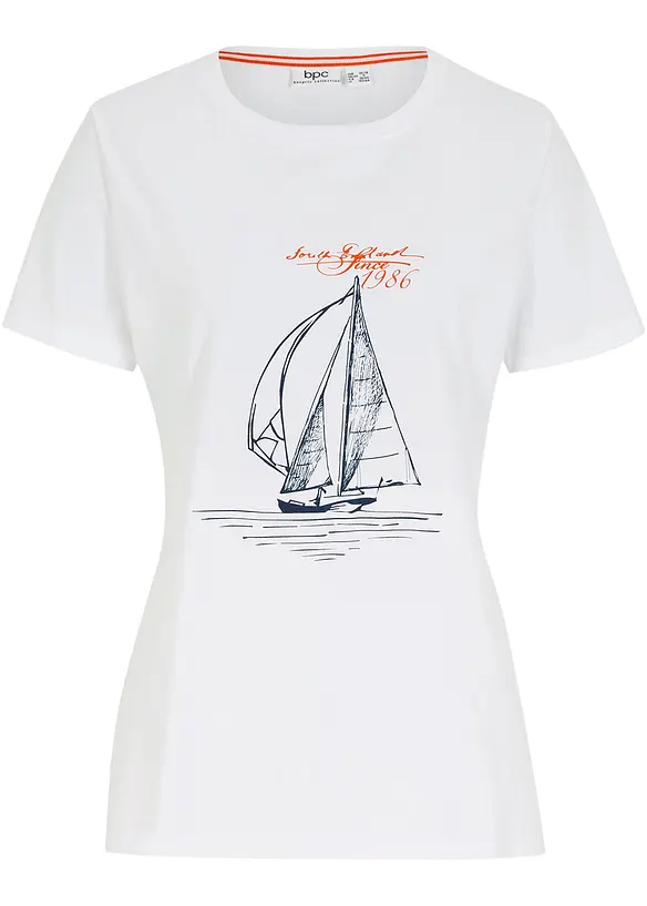 Katoenen T-shirt met print en zijsplitten, bonprix