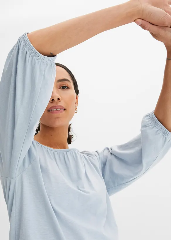Katoenen shirtblouse met carréhals, halflange mouw, bonprix