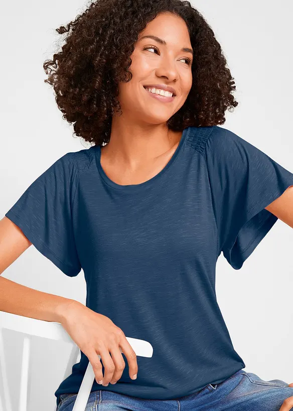 Shirt van slub garen met vleugelmouwen, bonprix