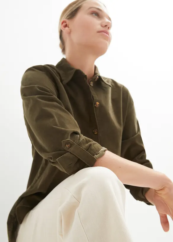 Corduroy blouse met zijsplitten, bonprix