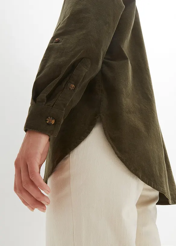 Corduroy blouse met zijsplitten, bonprix