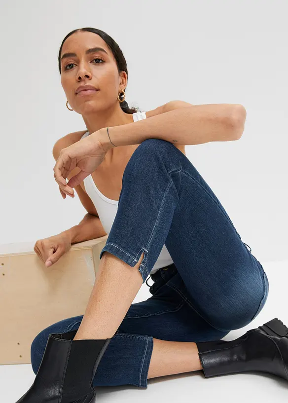 Comfort stretch 7/8 jeans met splitten, bonprix