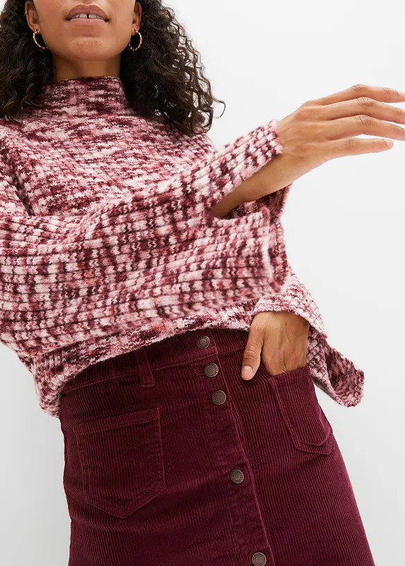 Stretch corduroy rok met knoopsluiting, bonprix