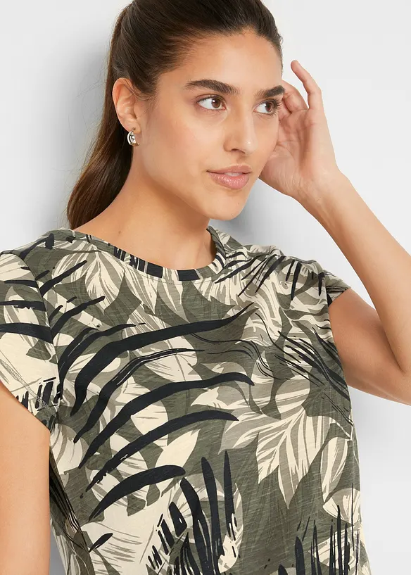 Katoenen shirt met print en minimouwen, bonprix