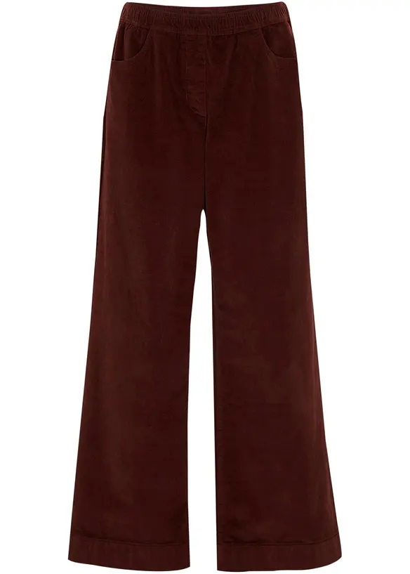 Wijde stretch corduroy broek, high waist, bonprix