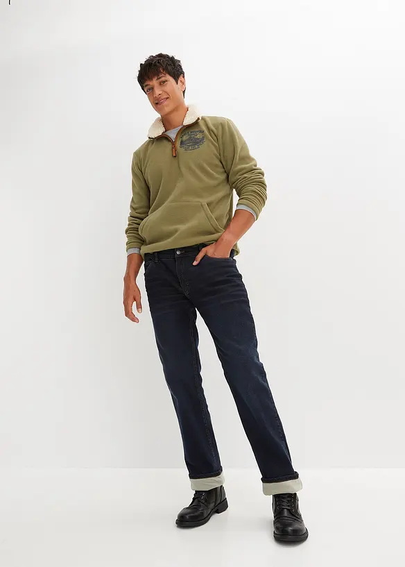 Relaxed fit stretch thermojeans met comfortband, straight, bonprix
