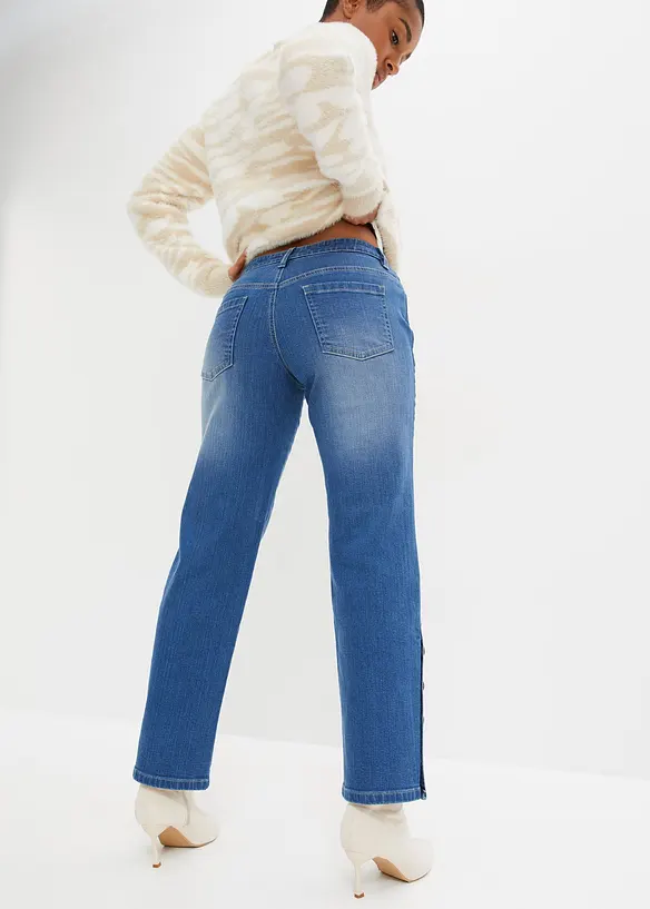 Cropped jeans met sierknopen en biologisch katoen, RAINBOW