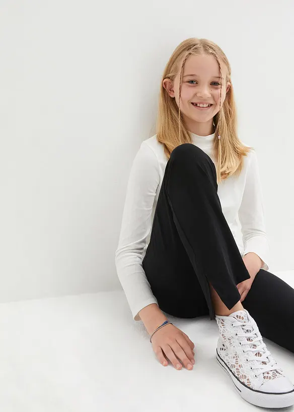 Meisjes broek met wijd uitlopende pijpen en splitten, bonprix