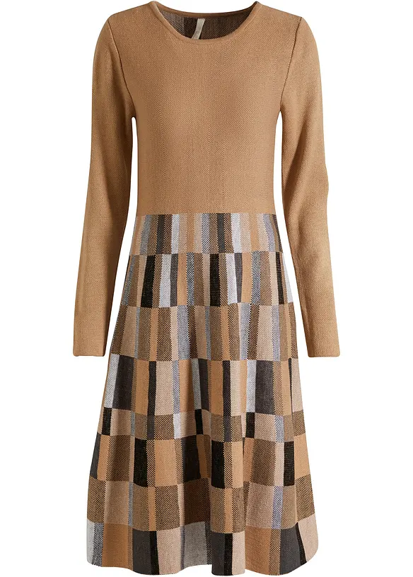 Wijd uitlopende, gebreide jacquard jurk, bonprix