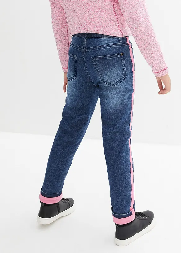 Meisjes thermojeans met jersey voering, mid waist, bonprix