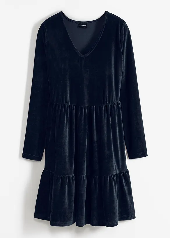 Mini jurk van elastisch fluweel, bonprix