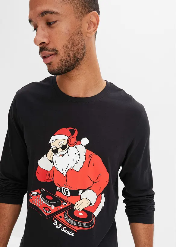 Longsleeve met kerstprint van biologisch katoen, bonprix