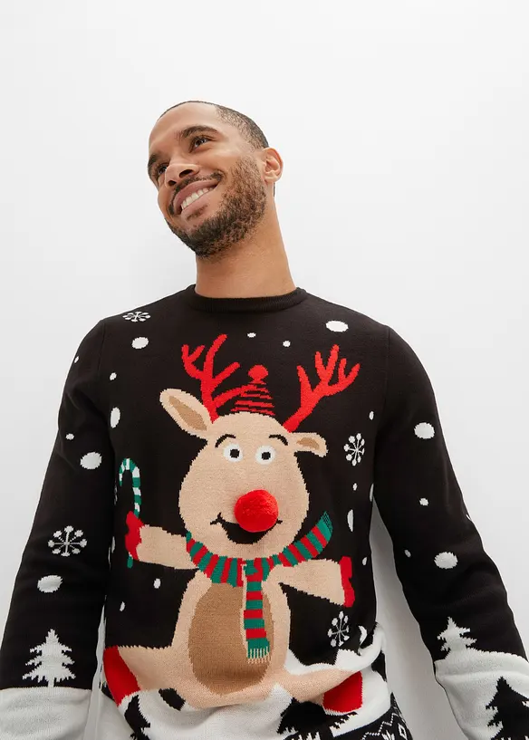 Fijn gebreide trui met kerstmotief, bonprix