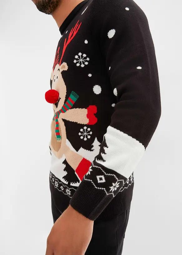 Fijn gebreide trui met kerstmotief, bonprix