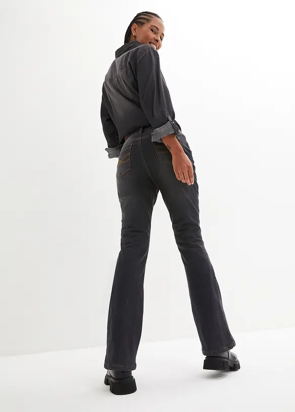 Thermo bootcut jeans, high waist, bonprix