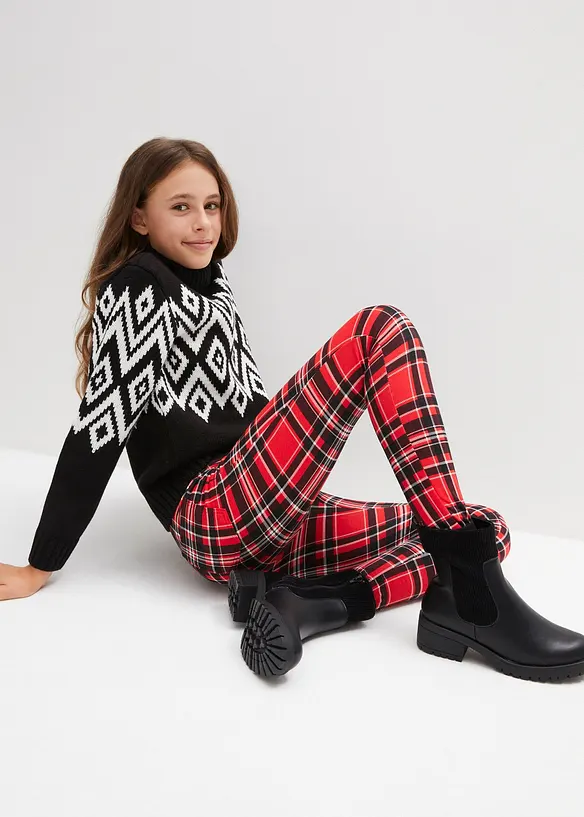 Meisjes geruite thermo legging, bonprix