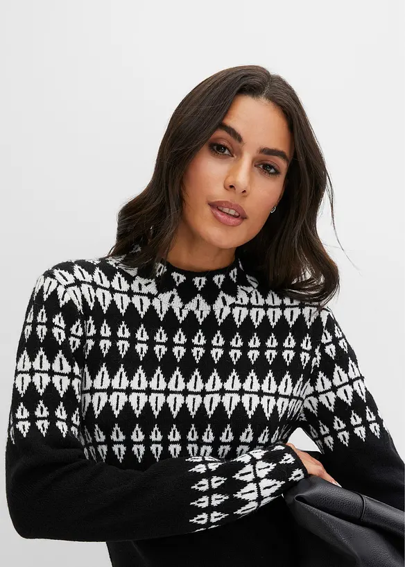 Gebreide oversized jacquard jurk, bonprix