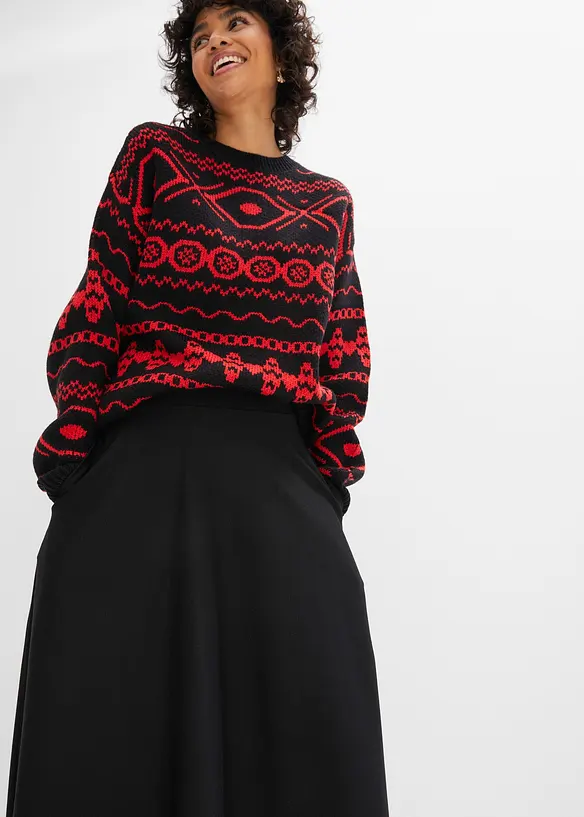 Midi rok van viscoseblend, knielengte, bonprix