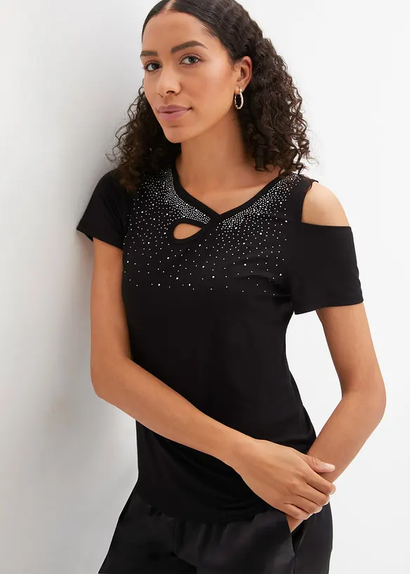 Shirt met stras en cut-outs, BODYFLIRT