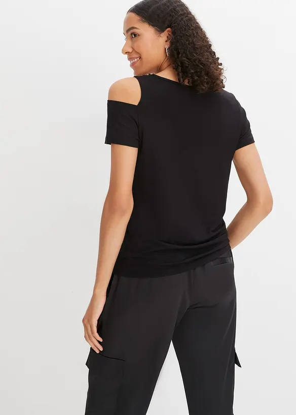 Shirt met stras en cut-outs, BODYFLIRT