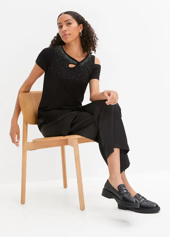Shirt met stras en cut-outs, BODYFLIRT