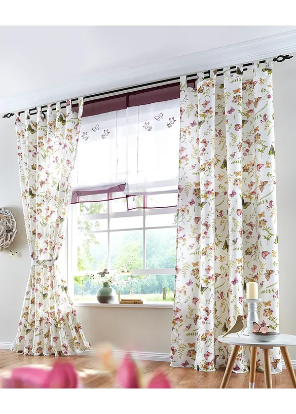 Gedessineerd microvezel gordijn met embrasse (1 stuk), bonprix