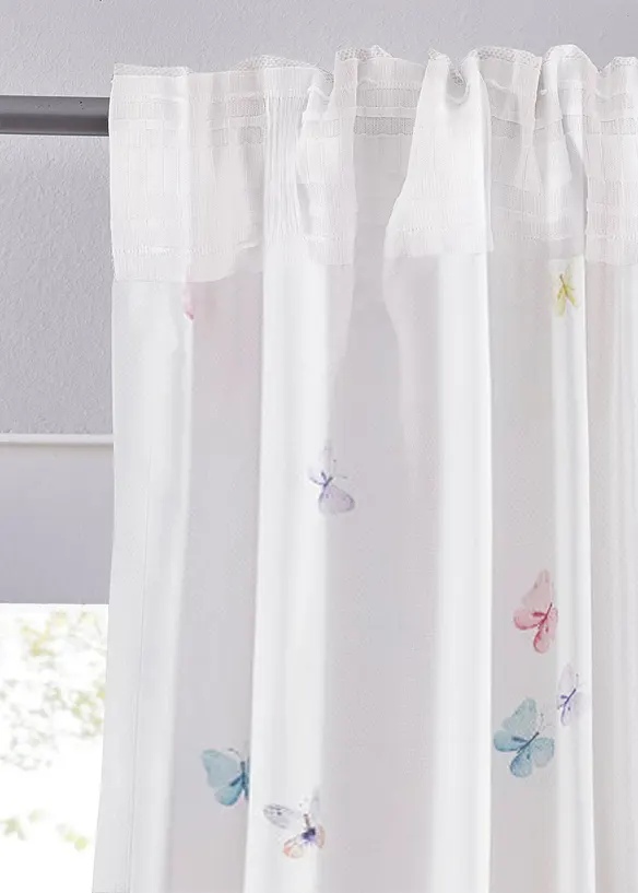Microvezel gordijn met vlinders (1 stuk), bonprix