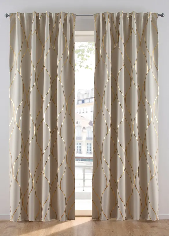 Verduisterend gordijn met glanzende print (1 stuk), bonprix