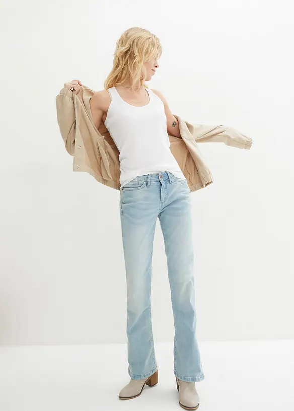 Bootcut stretch jeans, mid waist, bonprix