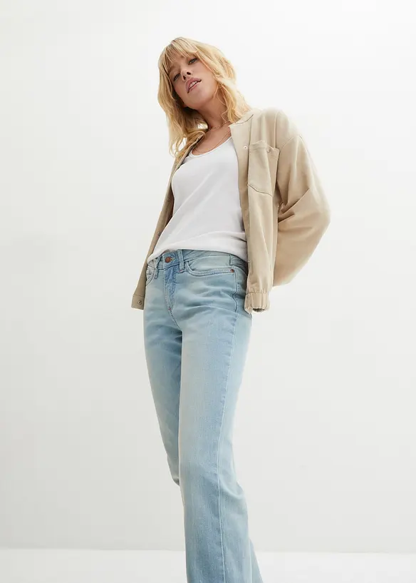 Bootcut stretch jeans, mid waist, bonprix