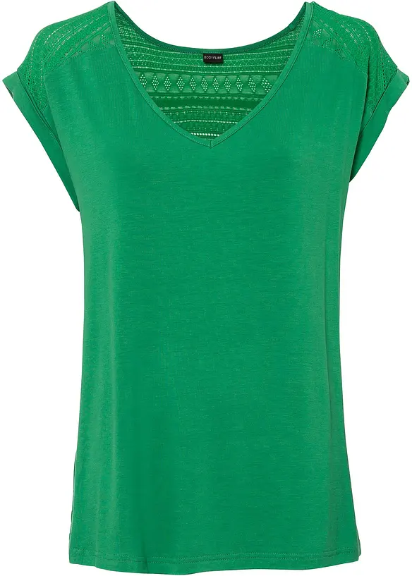 Shirt met kant in een viscosemix, bonprix