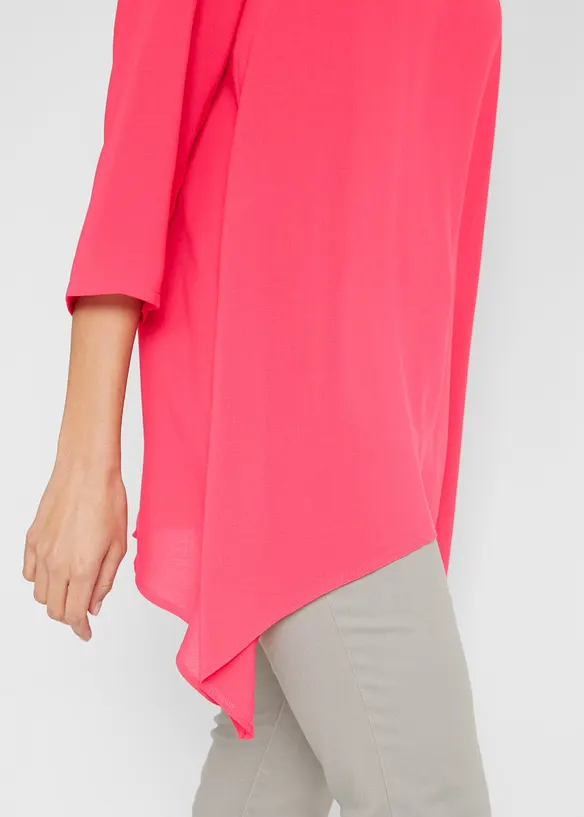 Wijde tuniek van viscose met puntige zijkanten, V-hals en 3/4 mouwen, bonprix