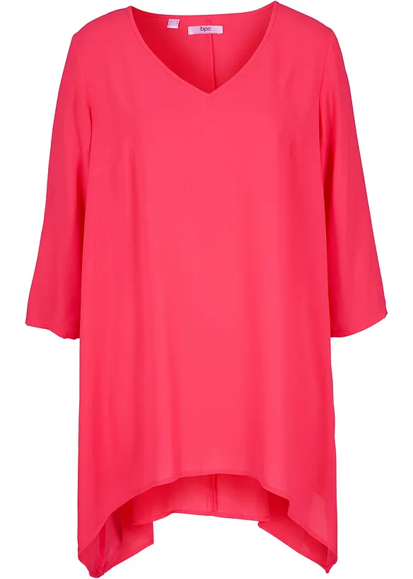 Wijde tuniek van viscose met puntige zijkanten, V-hals en 3/4 mouwen, bonprix