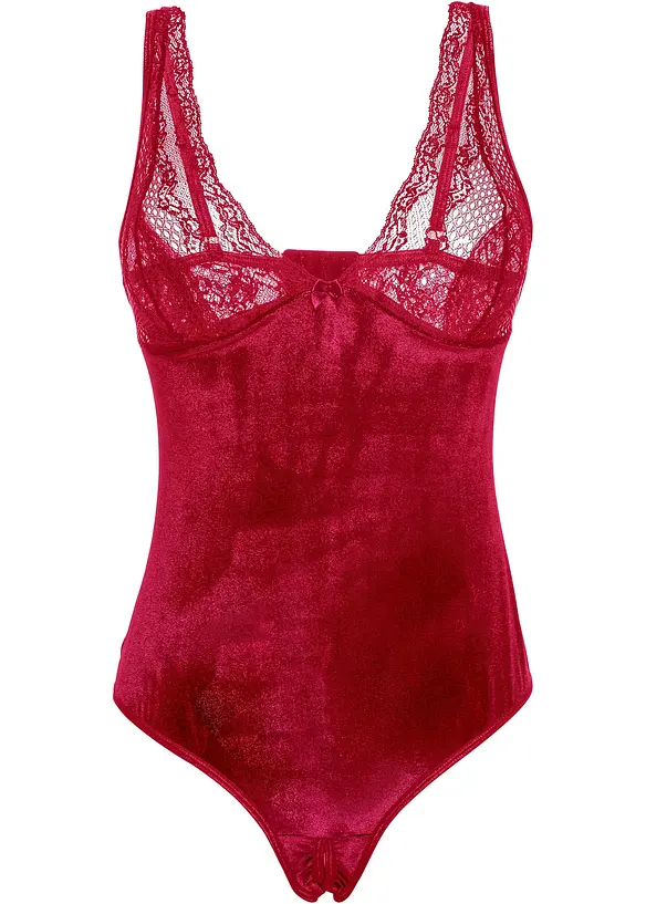 Fluwelen body ouvert, bonprix