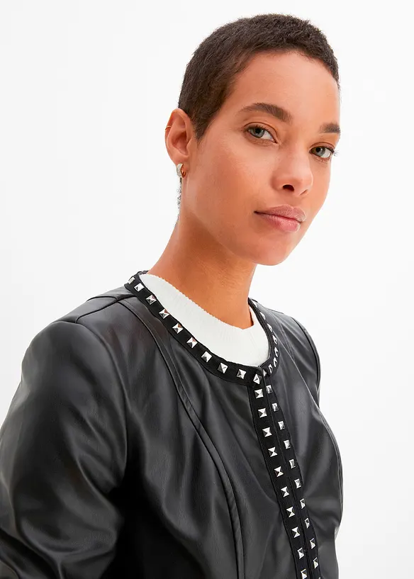 Imitatieleren blazer met studs, bonprix