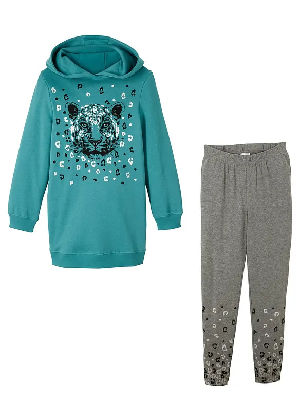 Meisjes hoodie en legging (2-dlg. set) van een katoenmix, bonprix
