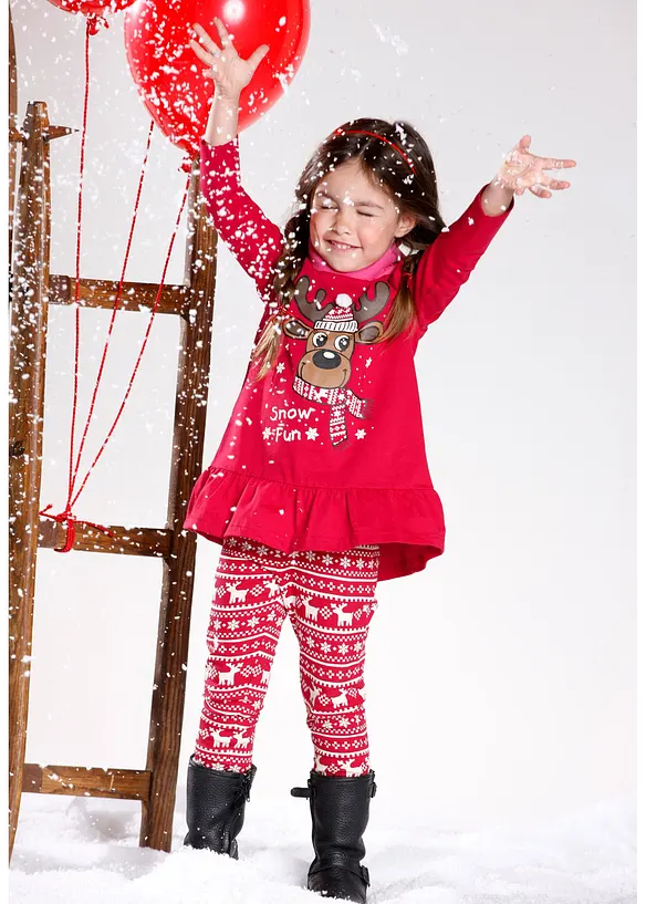 Meisjes kerstshirt en legging (2-dlg. set), bonprix
