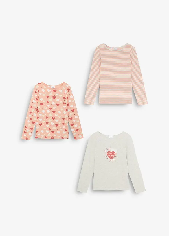 Shirt met lange mouwen van puur biologisch katoen (set van 3), bonprix